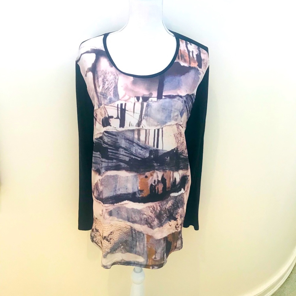 Tribal jeans watercolor print long sleeved top